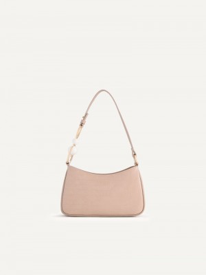 Pedro Acrylic Embellished Croc-Effect Embossed Bags Women Shoulder Bags Taupe | Q9Q-1323