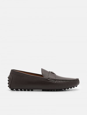 Pedro Allen Leather Men Moccasins Dark Brown | Q9Q-1945