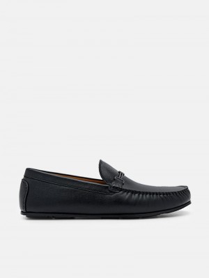 Pedro Anthony Leather Moccasins Men Loafers Black | Q9Q-2763