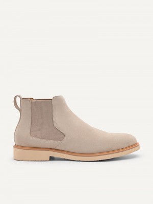 Pedro Beige Leather Ankle Boots Men Boots Beige | Q9Q-1915