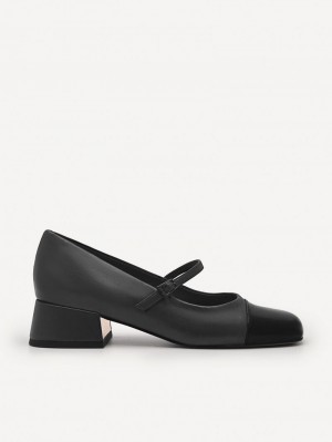 Pedro Bianca Leather Mary Jane Women Pumps Black | Q9Q-1495