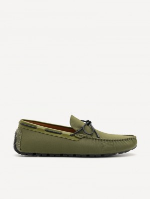 Pedro Bow Men Moccasins Military Green | Q9Q-1913