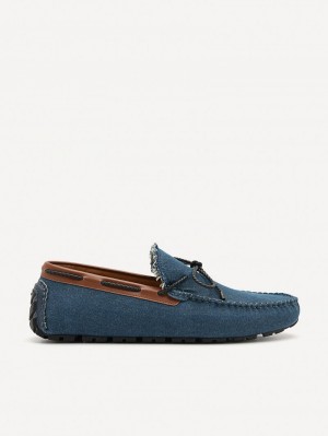Pedro Bow Men Moccasins Navy | Q9Q-1914