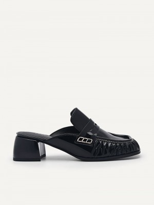 Pedro Carmen Leather Women Mules Black | Q9Q-1487
