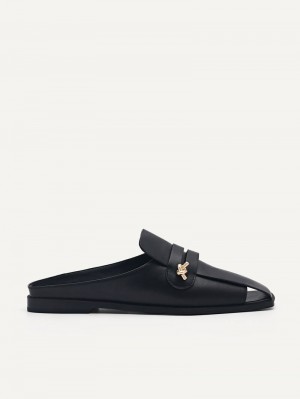 Pedro Carolyn Penny Mules Women Flats Black | Q9Q-2107