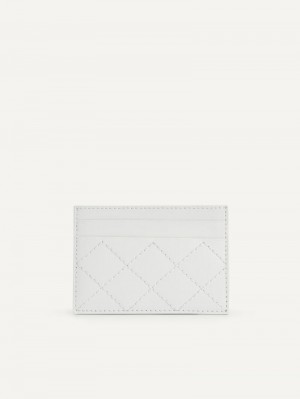 Pedro Cris-Cross Pattern Leather Women Card Holders White | Q9Q-1008