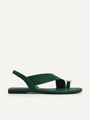 Pedro Demi Toe Loop Sandals Women Flats Dark Green | Q9Q-1872