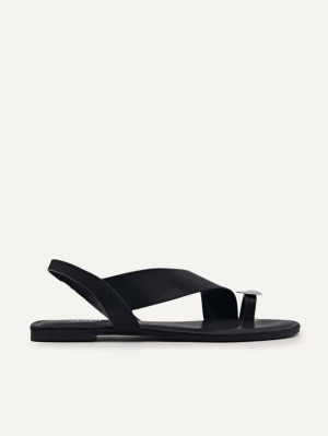 Pedro Demi Toe Loop Sandals Women Flats Black | Q9Q-1871