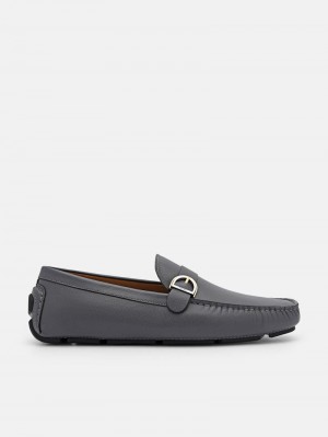 Pedro Dillon Leather Men Moccasins Dark Grey | Q9Q-2683