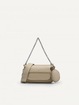 Pedro Dilone Nylon Double Flap Bags Women Shoulder Bags Sand | Q9Q-1257