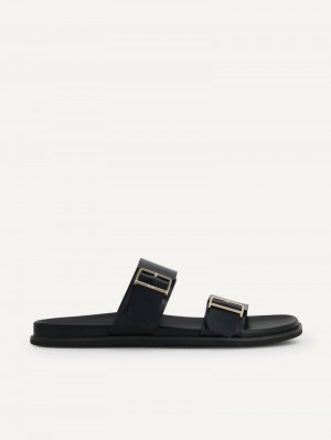 Pedro Double Band Sliders Men Sandals Black | Q9Q-1868