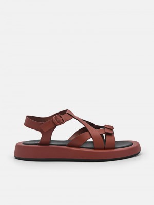 Pedro Eden Ankle Strap Sandals Women Flats Brick | Q9Q-2675