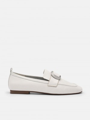 Pedro Eden Leather Loafers Women Flats White | Q9Q-2667