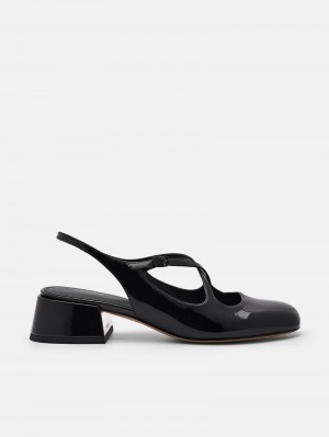 Pedro Effie Leather Mary Jane Women Pumps Black | Q9Q-2654