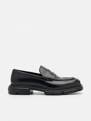 Pedro Ellis Leather Men Loafers Black | Q9Q-2643