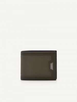 Pedro Embossed Leather Bi-Fold with Insert Men Wallets Olive | Q9Q-2599