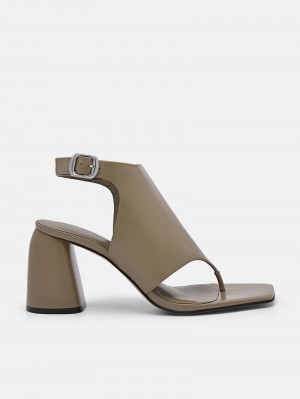Pedro Este Leather Women Heel Sandals Olive | Q9Q-1477
