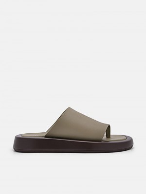 Pedro Este Thong Sandals Women Flats Olive | Q9Q-1865