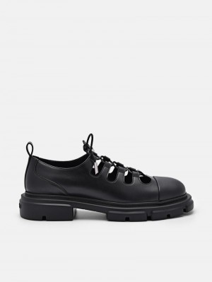 Pedro Ethel Laced Loafers Women Flats Black | Q9Q-1862