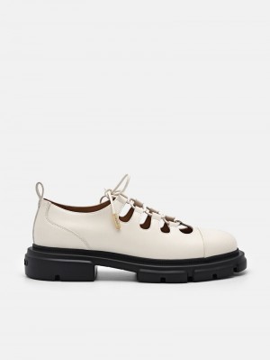 Pedro Ethel Laced Loafers Women Flats Chalk | Q9Q-1863