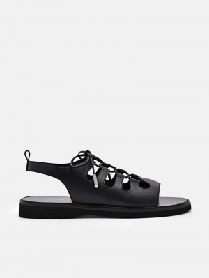 Pedro Ethel Laced Sandals Women Flats Black | Q9Q-1860