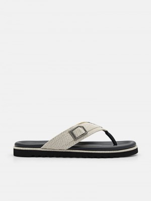 Pedro Ezra Fabric Thong Men Sandals Beige | Q9Q-1856