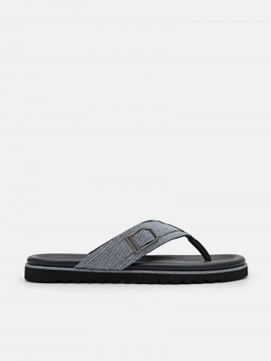 Pedro Ezra Fabric Thong Men Sandals Slate Blue | Q9Q-1857