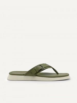 Pedro Ezra Thong Men Sandals Military Green | Q9Q-1854