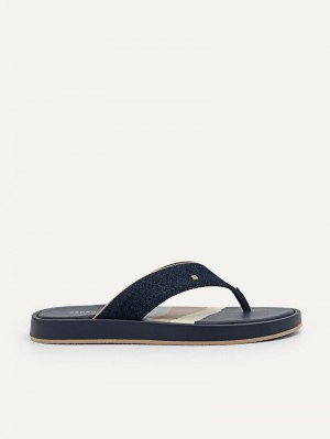 Pedro Fabric Thong Men Sandals Navy | Q9Q-1850