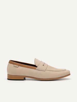 Pedro Firth Leather Men Loafers Sand | Q9Q-1847