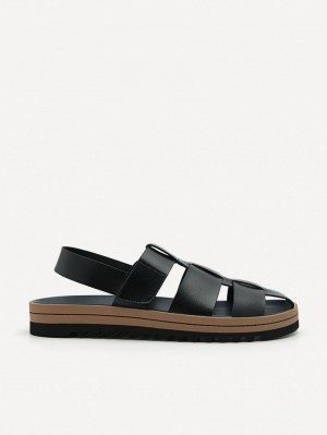 Pedro George Caged Men Sandals Black | Q9Q-1840