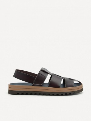Pedro George Caged Men Sandals Dark Brown | Q9Q-1841