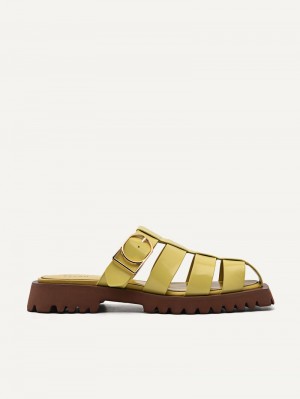 Pedro Grapnel Chunky Mule Women Flats Yellow | Q9Q-1832