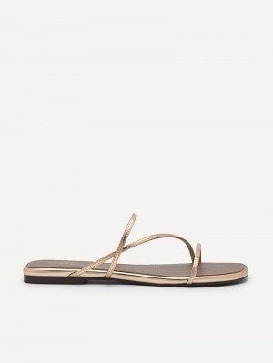 Pedro Gwyneth Strappy Women Flats Gold | Q9Q-2577