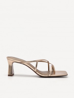 Pedro Gwyneth Women Heel Sandals Gold | Q9Q-2571