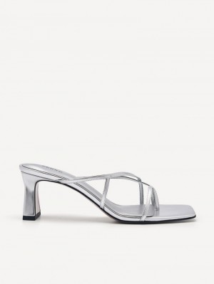 Pedro Gwyneth Women Heel Sandals Silver | Q9Q-2572