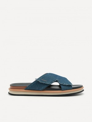 Pedro Harlin Slide Men Sandals Navy | Q9Q-1826