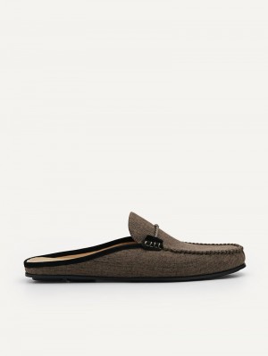 Pedro Hawser Woven Slip-On Moccasins Men Loafers Dark Brown | Q9Q-1823