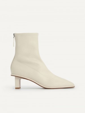 Pedro Heel Boots Women Ankle Boots Chalk | Q9Q-1356