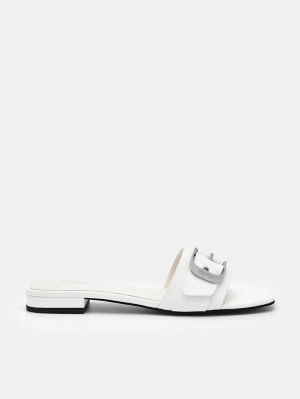Pedro Helix Buckle Sandals Women Flats Chalk | Q9Q-2569