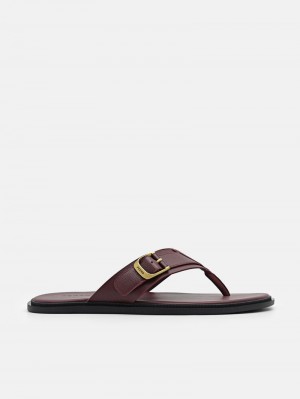 Pedro Helix Leather Thong Men Sandals Mahogany | Q9Q-2559