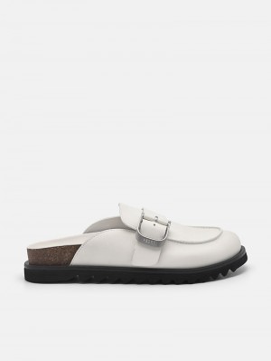 Pedro Helix Mules Women Flats White | Q9Q-2557