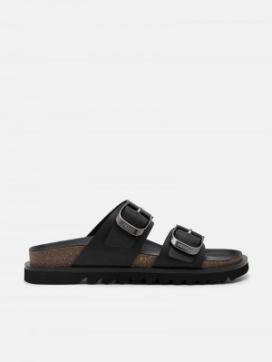 Pedro Helix Sandals Women Flats Black | Q9Q-2552