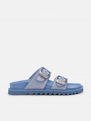 Pedro Helix Sandals Women Flats Blue | Q9Q-2553