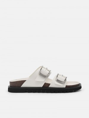 Pedro Helix Sandals Women Flats White | Q9Q-2554
