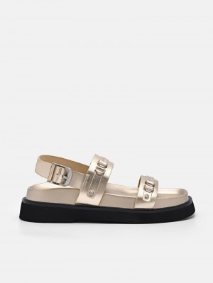 Pedro Helix Slingback Sandals Women Flats Gold | Q9Q-2547