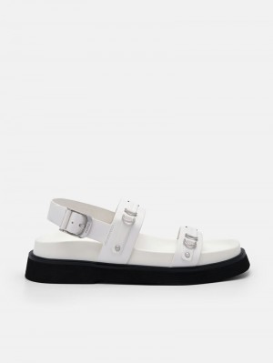 Pedro Helix Slingback Sandals Women Flats Chalk | Q9Q-2546
