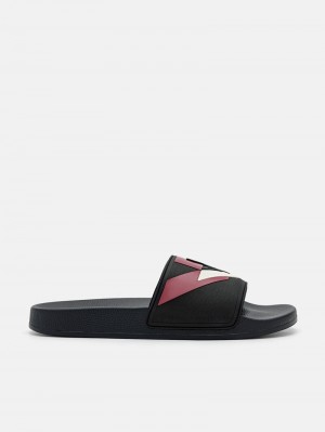 Pedro Houndstooth Slide Men Sandals Black | Q9Q-1811