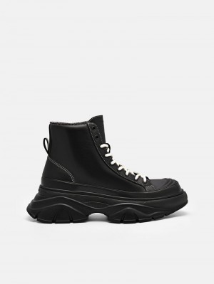 Pedro Hybrix Lace-Up Boots Women Sneakers Black | Q9Q-2487