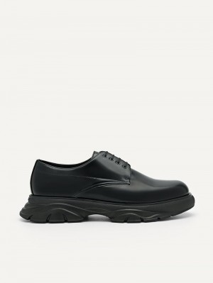 Pedro Hybrix Leather Derby Shoes Men Lace Up Shoes Black | Q9Q-2483